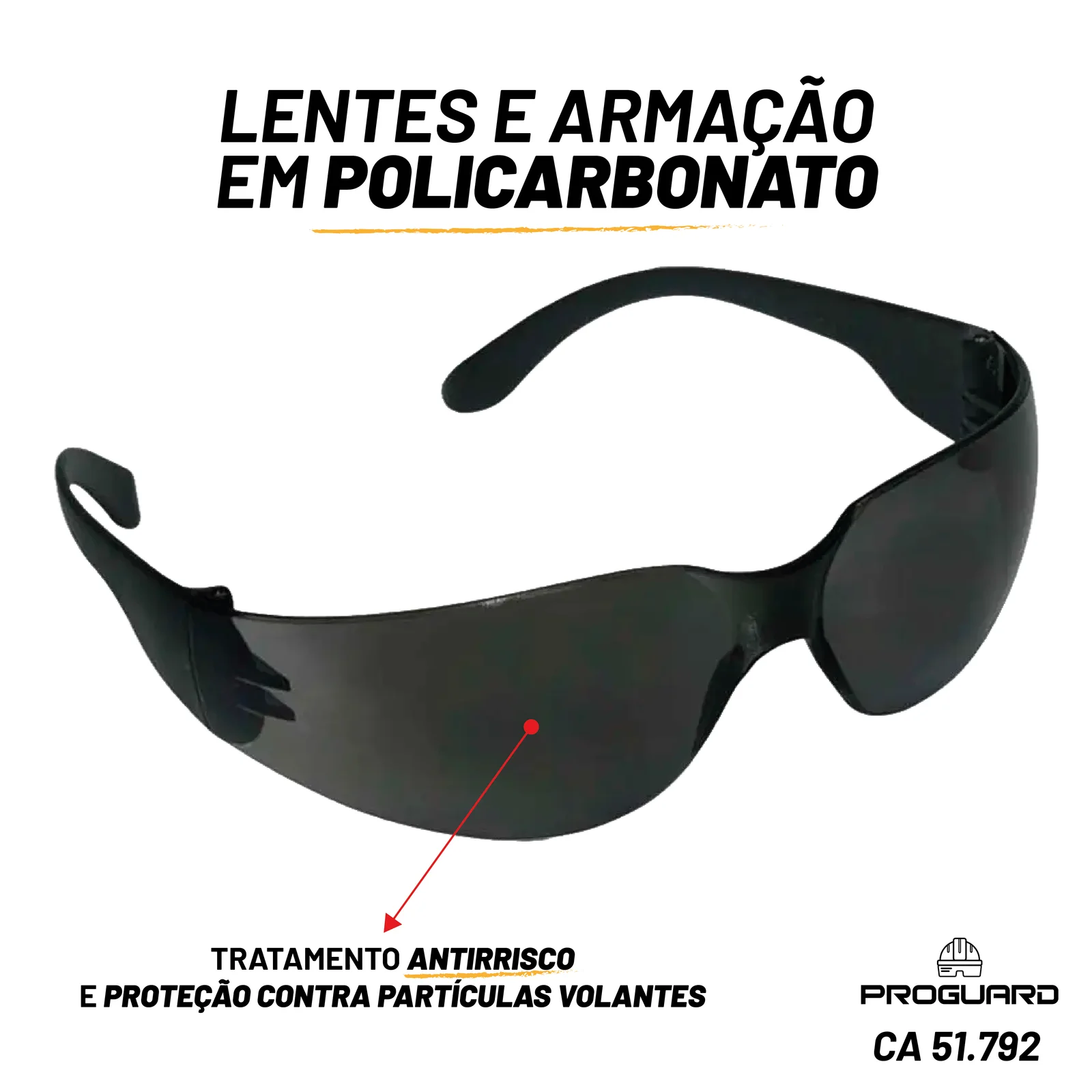 PROGUARD - Óculos de Proteção Tipo Lupa Cinza EAGLE - Vista Frontal